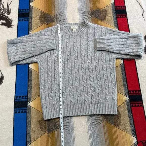 Vintage L.L. Bean Men's Lambs Wool Fisherman Sweater Cable Knit Size Small Gray - Picture 6 of 7